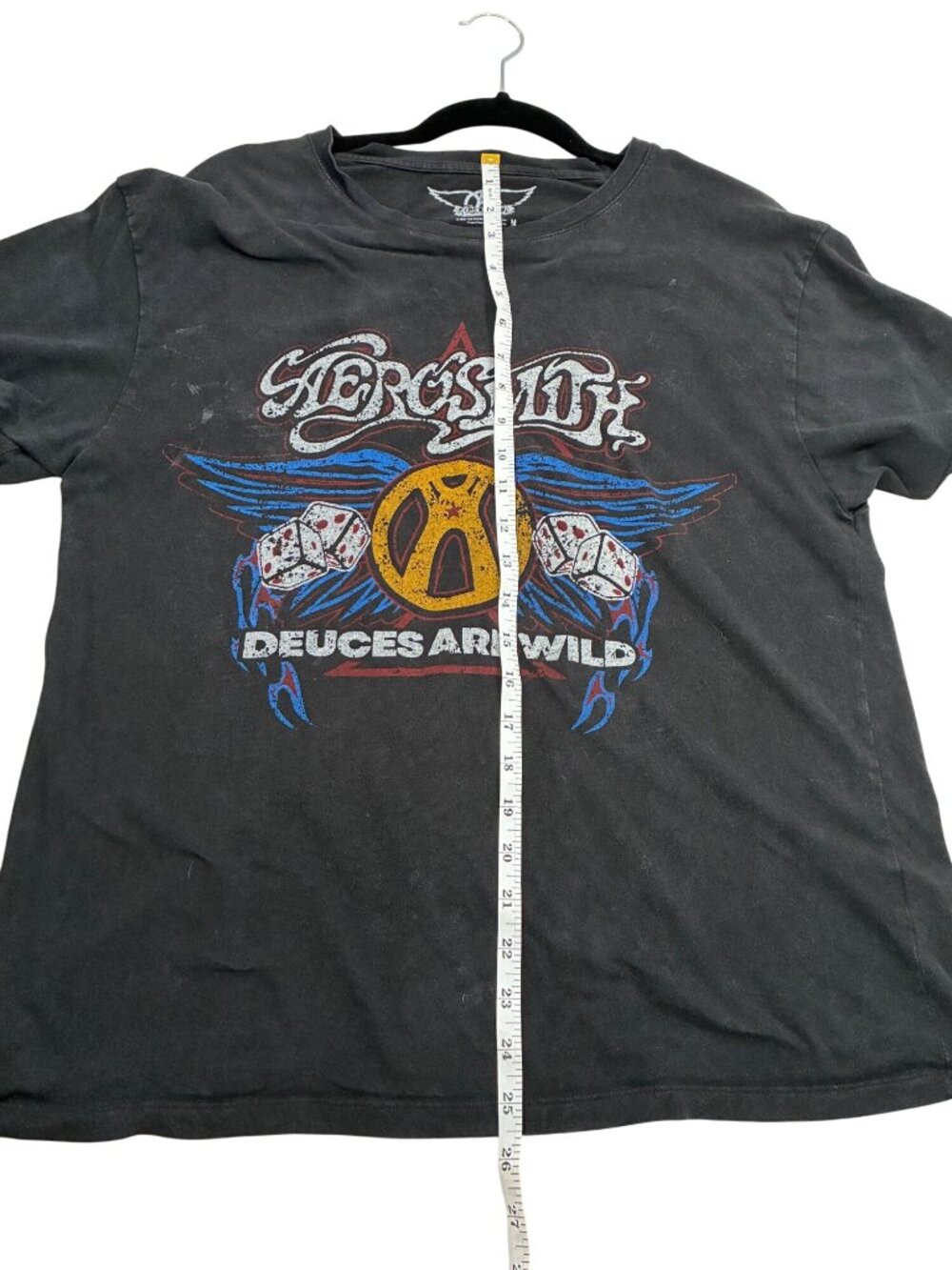 Aerosmith Deuces Are Wild Graphic Band Tee Black Distressed Vintage Style Medium — image 7 of 8